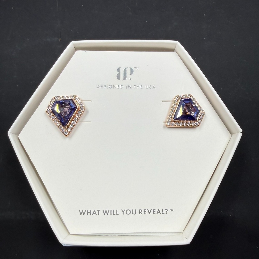 Bomb Party BP Gemstone Studs Light Tanzanite CZ RBP6796 Rose Gold Plated Earring